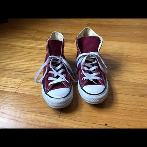 Maroon converse high tops